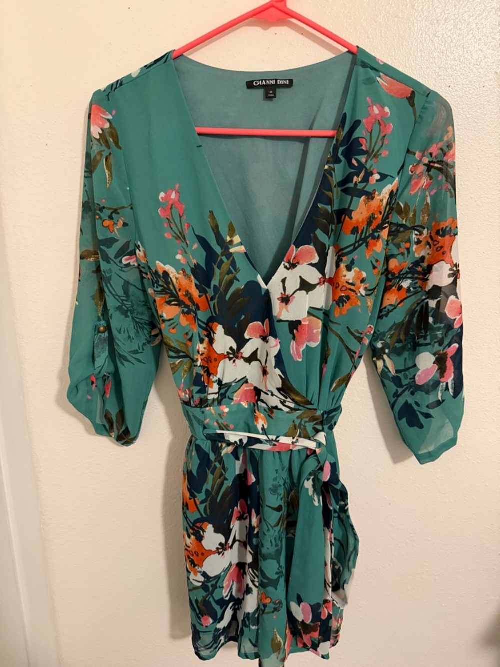 Gianni Bini Teal Green V-Neck Dress